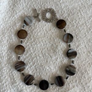 Artisan Statement Brown Stone Necklace - Crystal Silver Clasp